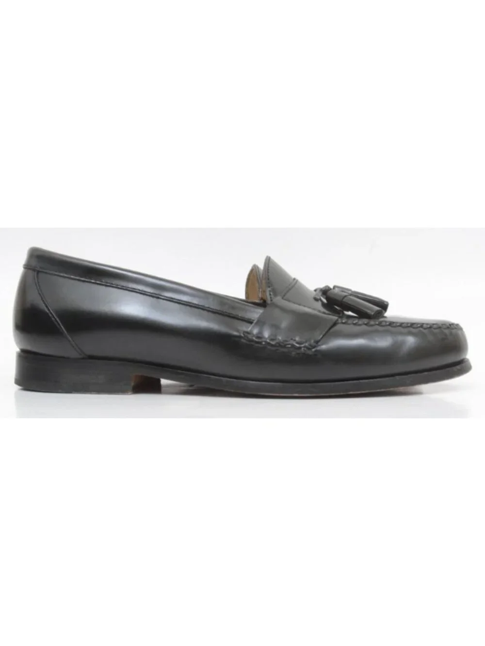Bass Harrison II Mens 10.5EE Black Leather Tassle Preppy Old Money Shoes Loafers
